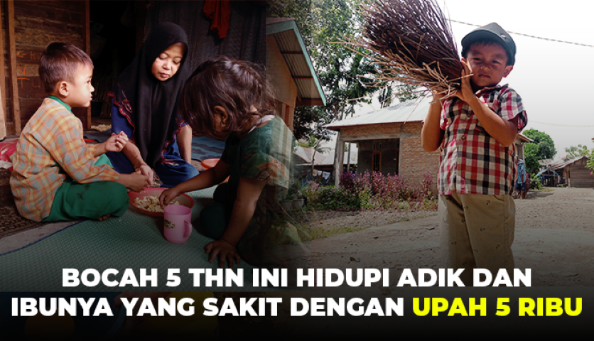 Yatim Penjual Sapu Lidi Ini Hidupi Ibu dan Adiknya Dengan Upah 5 ribu