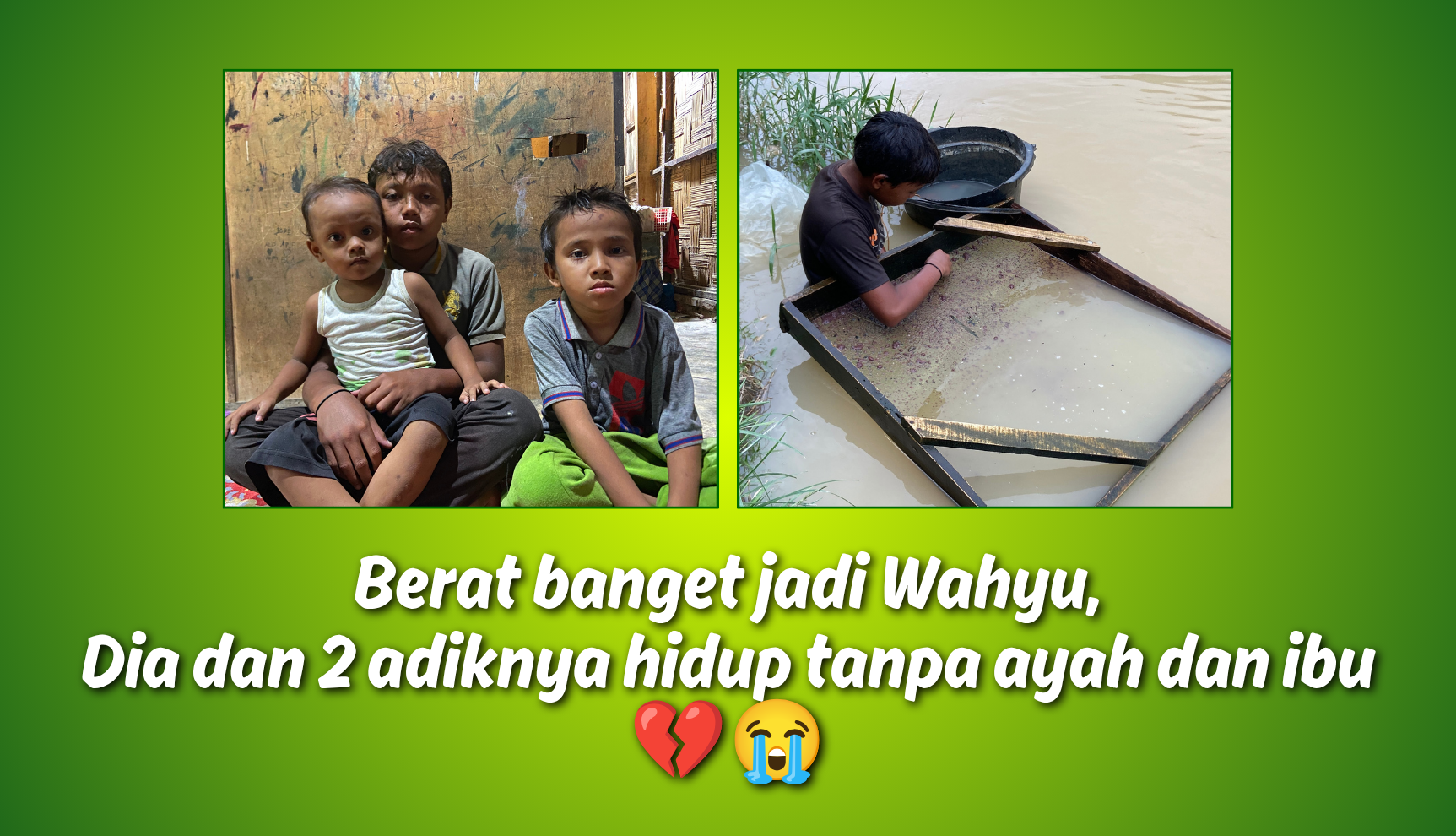 Bocah Pencari Cacing Ini Berjuang Hidupi 2 Adik Piatunya