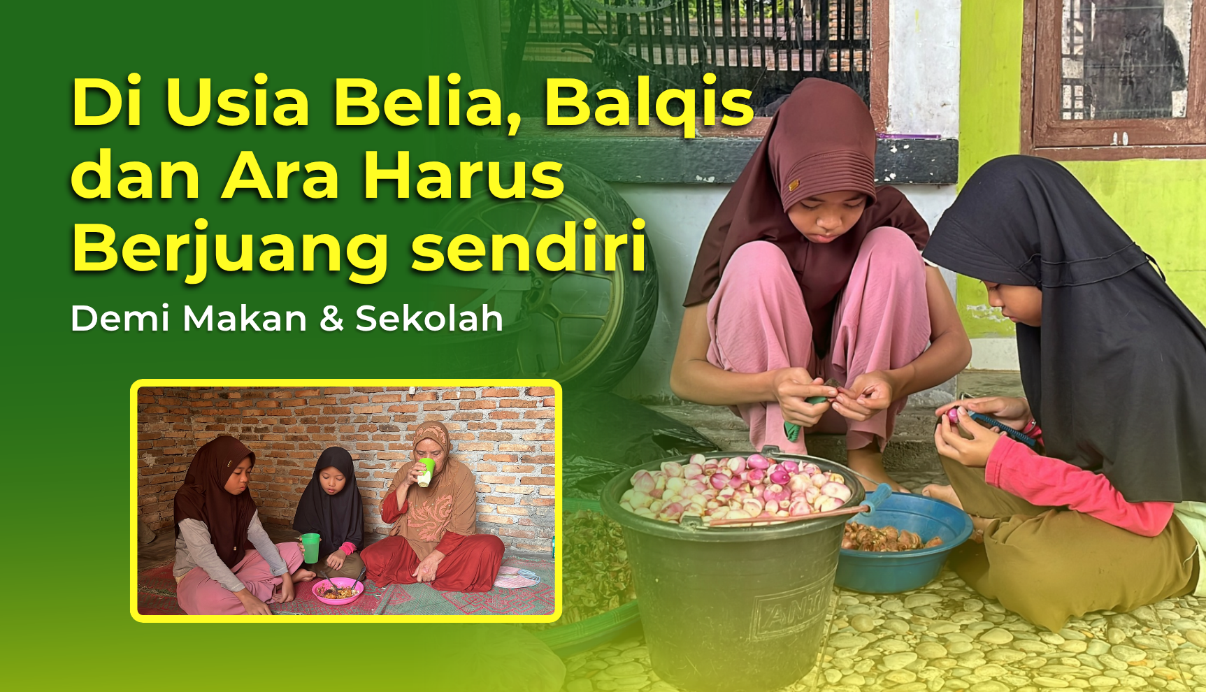 Ayah Pergi, Kakak Beradik Piatu Jadi Buruh Pengupas Bawang
