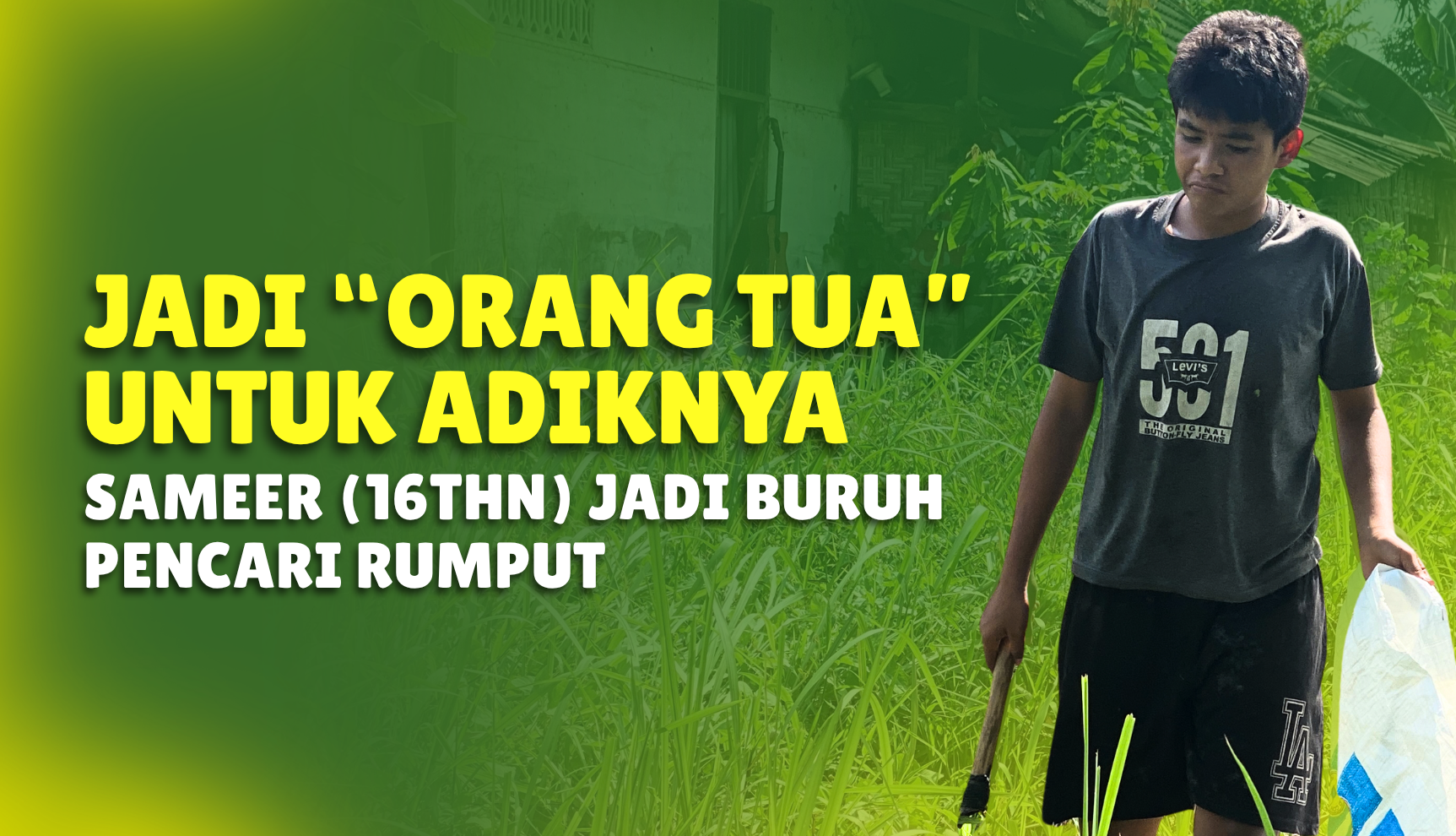 Bocah Pencari Rumput ini Berjuang Demi Tetap Sekolah dan Hidupi Adiknya